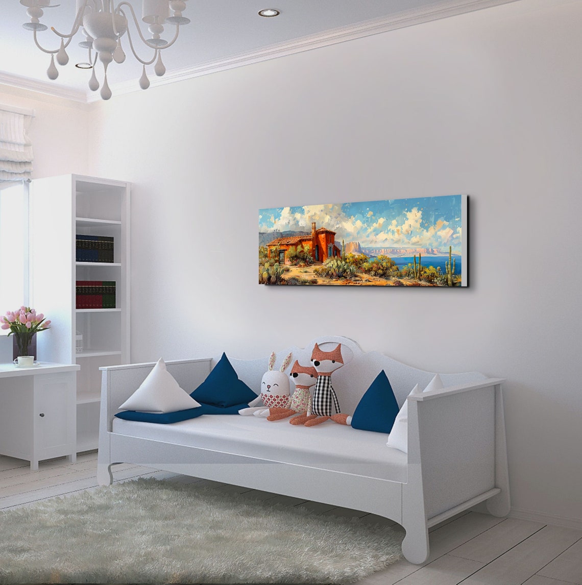 Southwest Desert Adobe House Cactus Saguaro Landscape Poster - Image 7