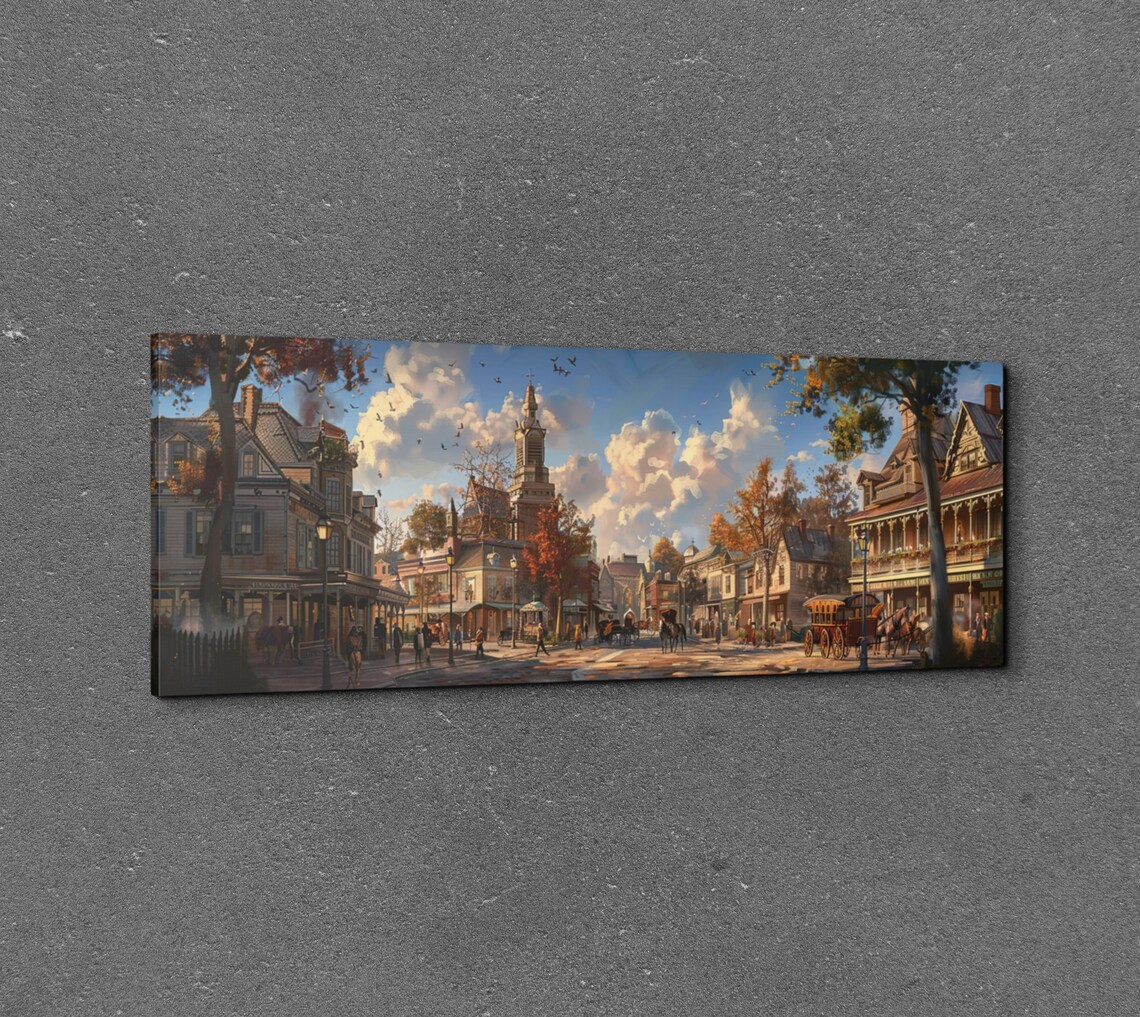 Old Western Town Street Golden Hour Historic Panoramic Poster - Image 3