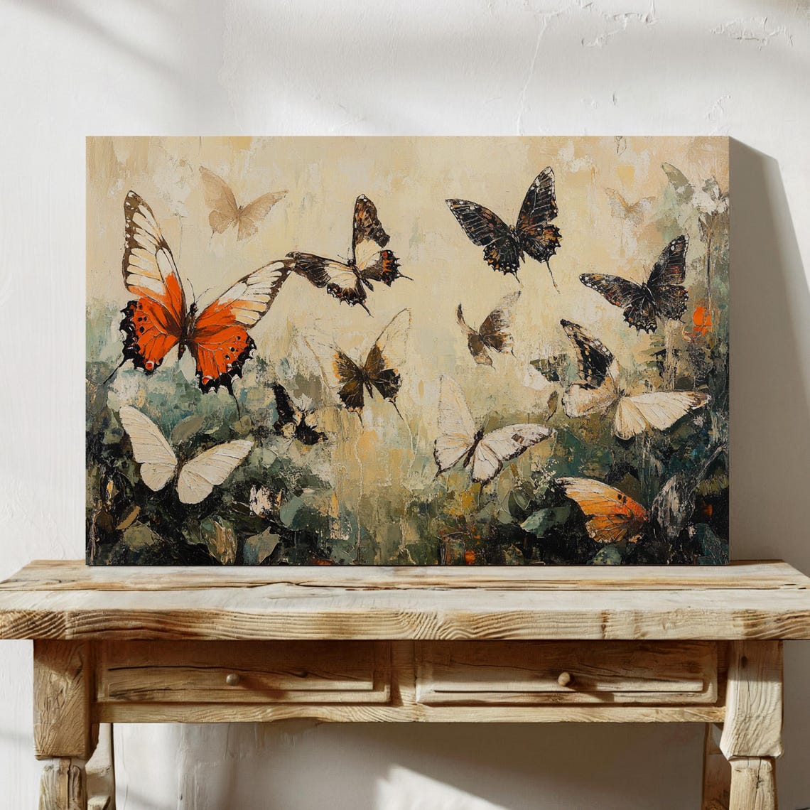 Butterflies in Flight Textured Oil Painting Orange Nature Poster - Image 7