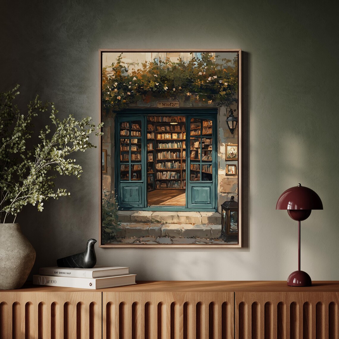 Rustic European Bookshop Art Print, Literary Vintage - Image 4