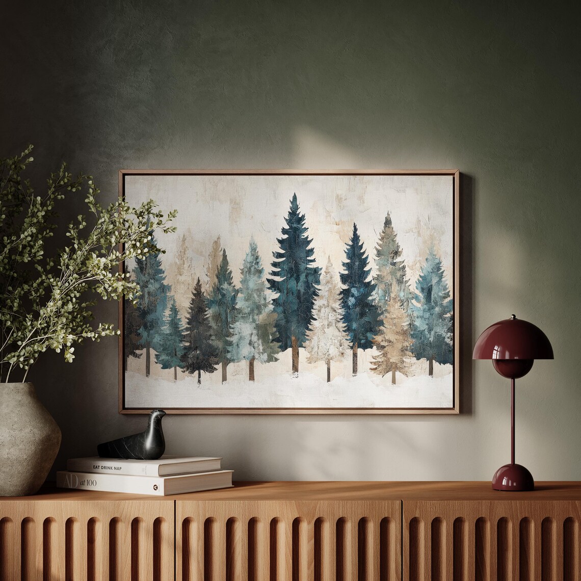 Rustic Primitive Christmas Trees Art Print
