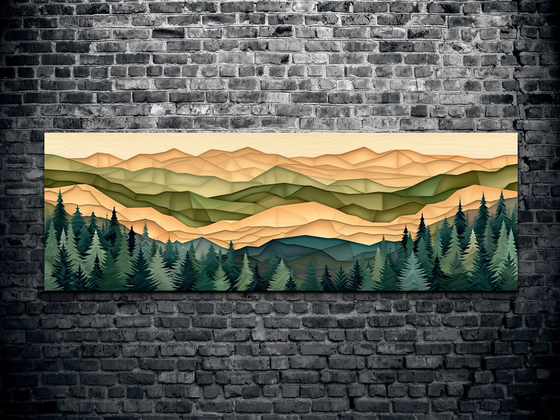 Geometric Mountain Range, Panoramic Wall Art Print - Image 2