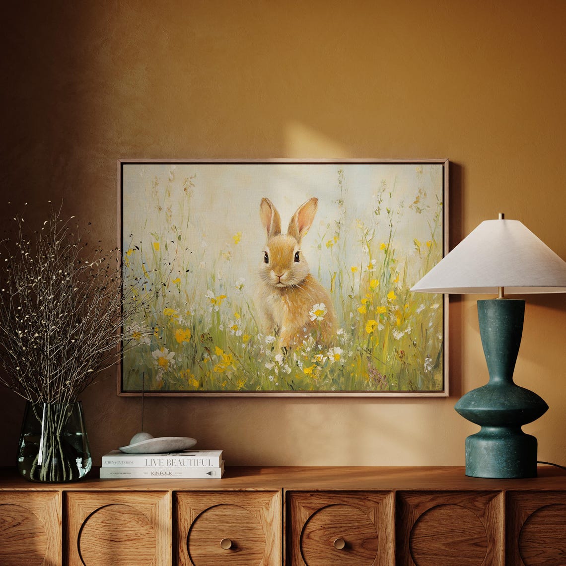 Charming Bunny Rabbit in Wildflower Meadow Vintage Spring Poster - Image 4