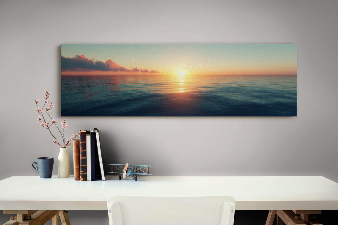Serene Ocean Sunset Golden Sun Path Calm Water Coastal Scene Poster - Image 4