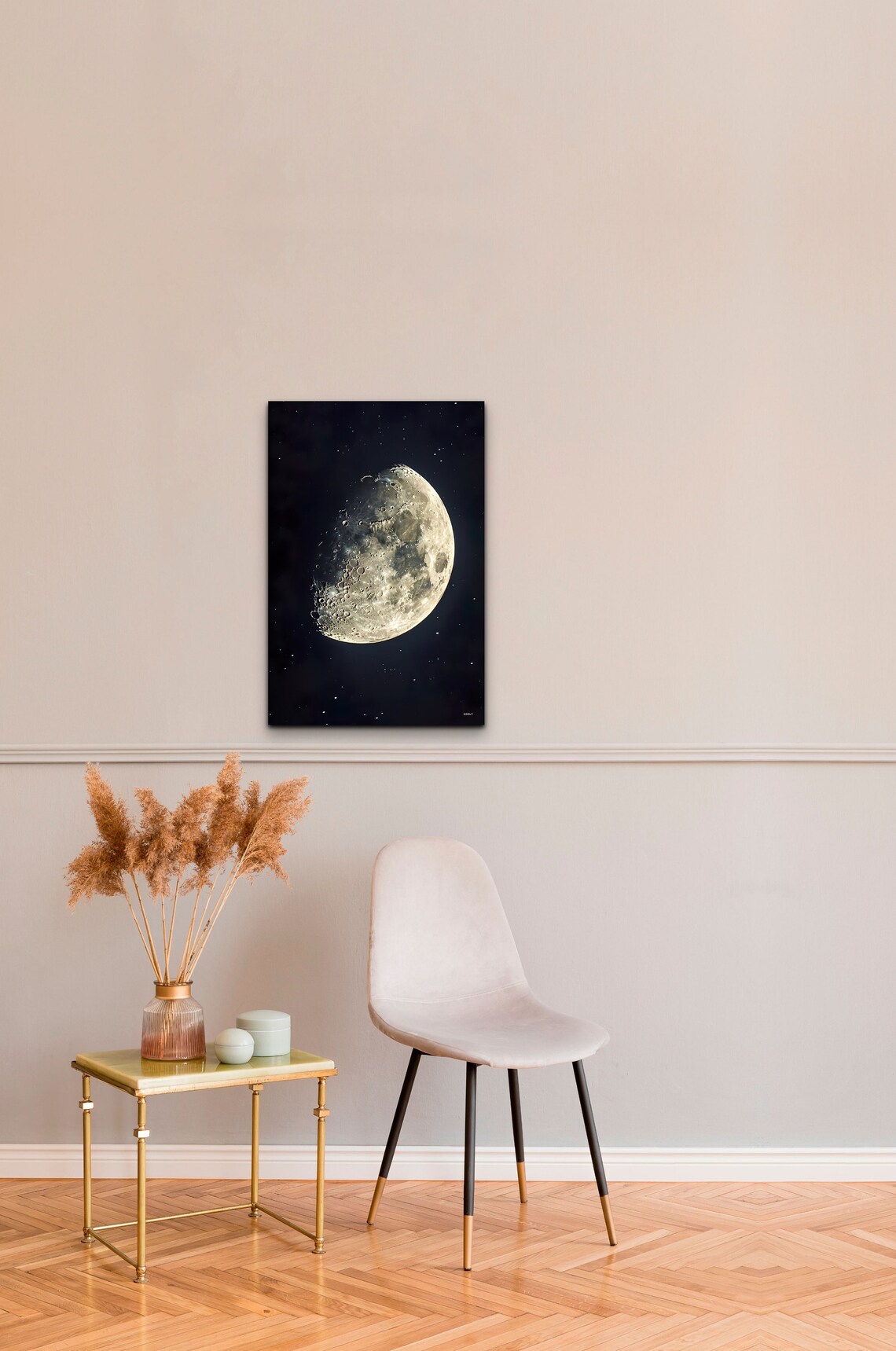 Waning Moon Detailed Crater Close Up Starry Night Sky Poster - Image 3