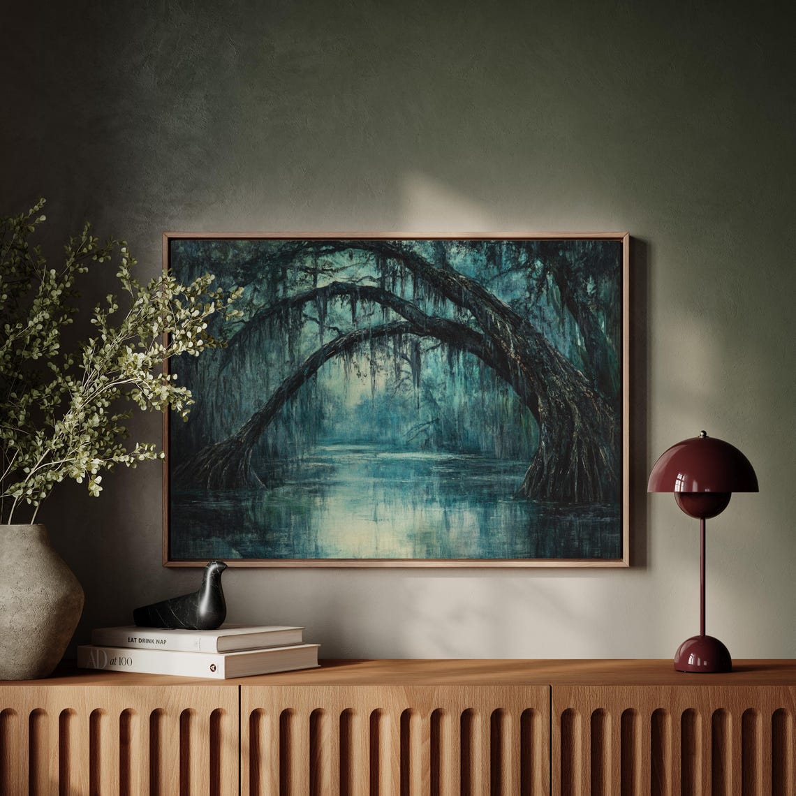 Dark Swamp with Arched Trees and Spanish Moss Mysterious Forest Poster - Image 5