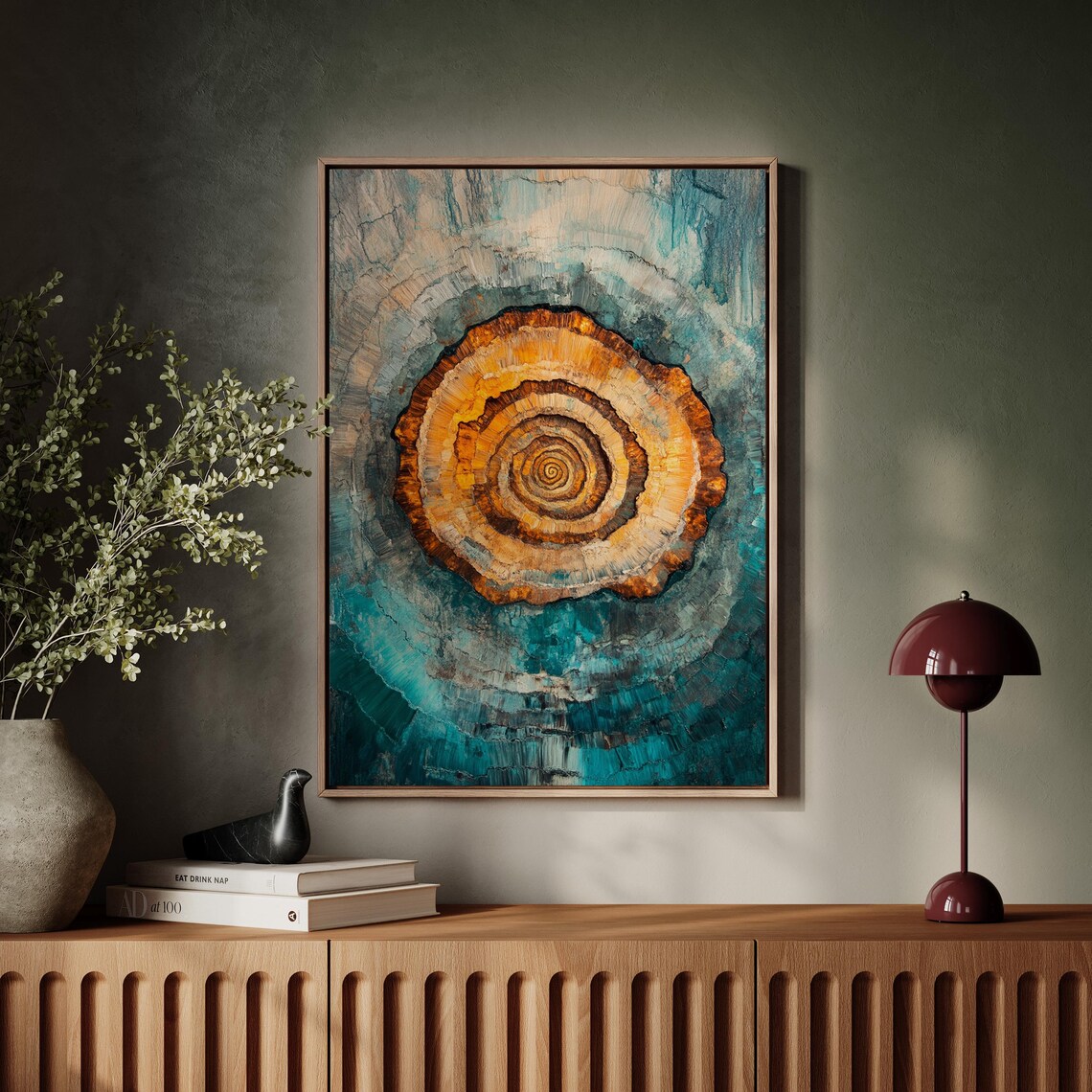 Abstract Geode Spiral, Petrified Wood Texture Art Print - Image 3