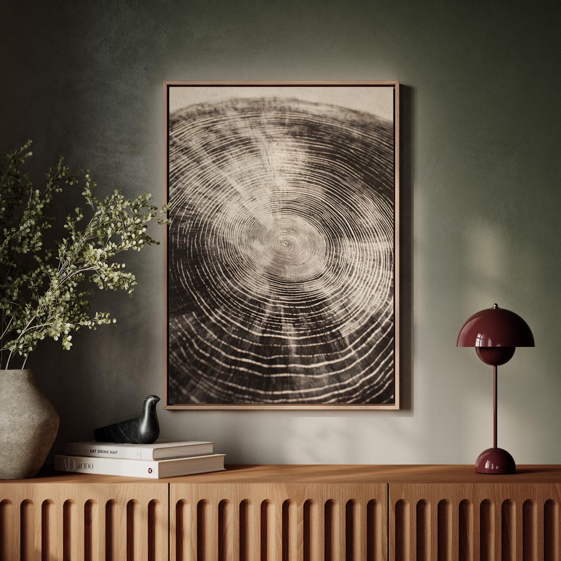 Mesmerizing Woodgrain Ring Art Black And Beige Tree Ring Pattern Organic Texture Wall Print For Modern Nature Inspired Decor - Image 5
