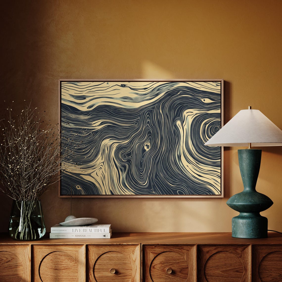 Black Gold Marble Woodgrain Abstract Swirl Luxury Art Poster - Image 3
