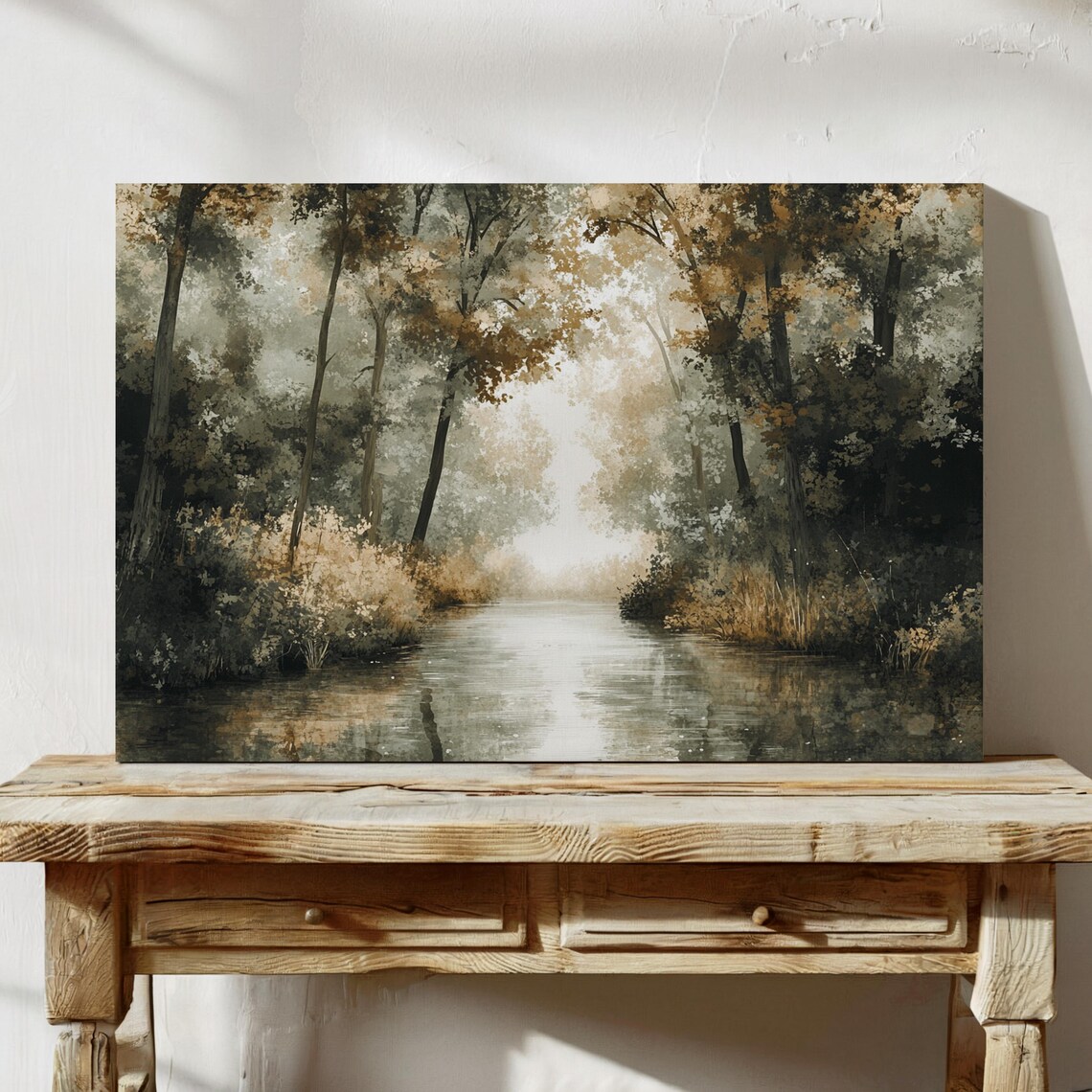 Tranquil Forest River Art Print, Rustic Nature Scene - Image 7