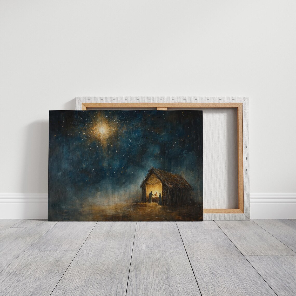 Rustic Nativity Barn Scene, Christmas Art Print