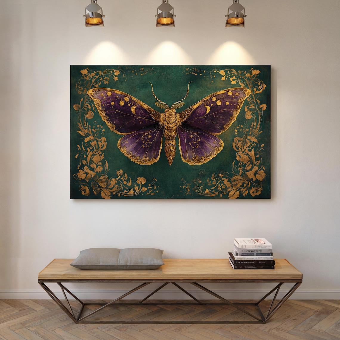 Elegant Purple And Gold Butterfly Art Print, Vintage Decor - Image 3