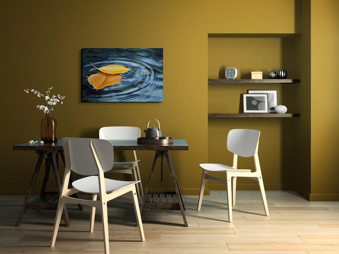 Autumn Leaves Floating Rippling Water Close Up Nature Poster - Image 6