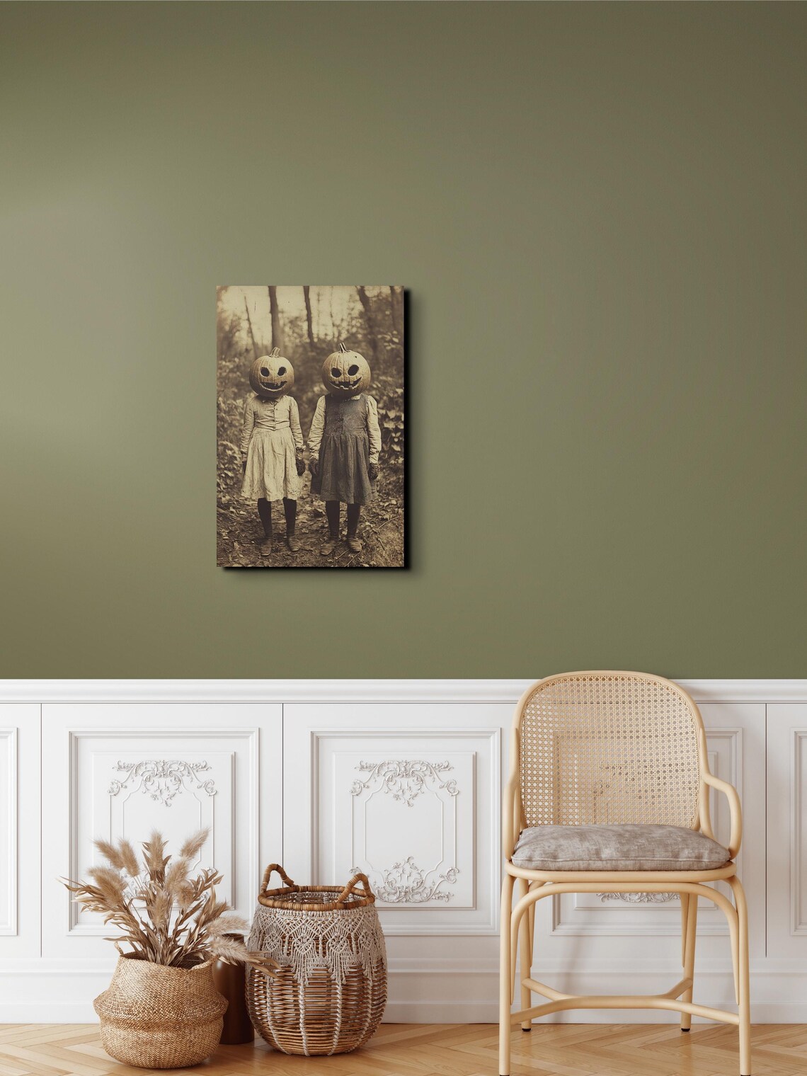 Sepia Creepy Pumpkin Halloween Children Art Print - Image 6