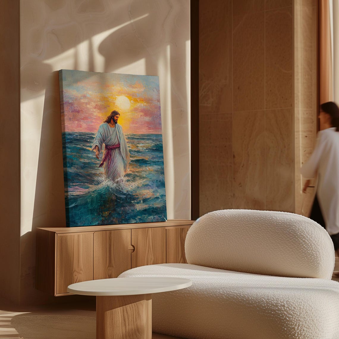 Jesus Walking On Water Golden Sunrise Ocean Miracle Art Poster - Image 6