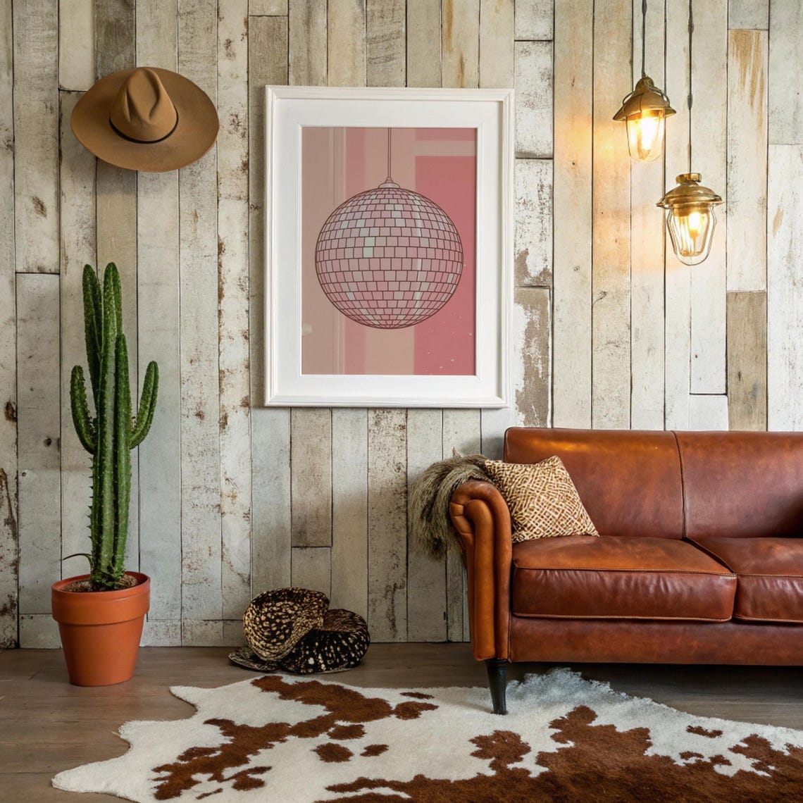 Trendy Pink Disco Ball Mirror Ball Funky Retro Dance Party Poster