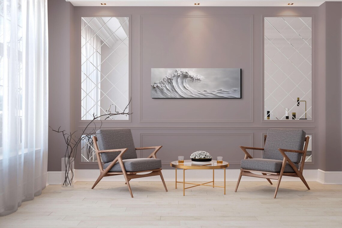 Mono Wave Landscape, Tranquil Landscape Art Print - Image 4