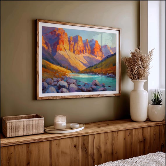 Sunlit Canyon Cliffs Above Turquoise River