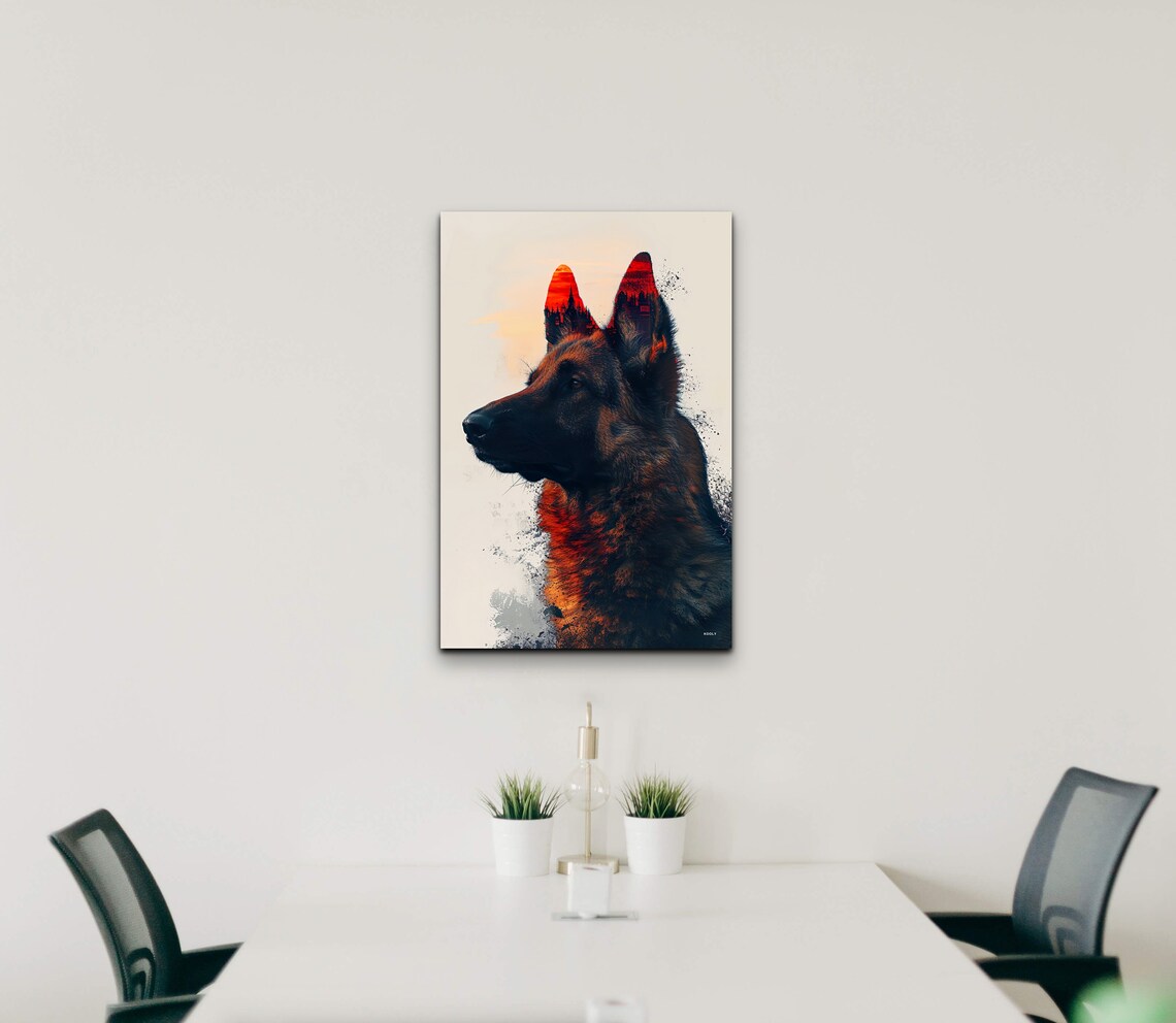 German Shepherd Double Exposure Art Print, Gift - Image 6