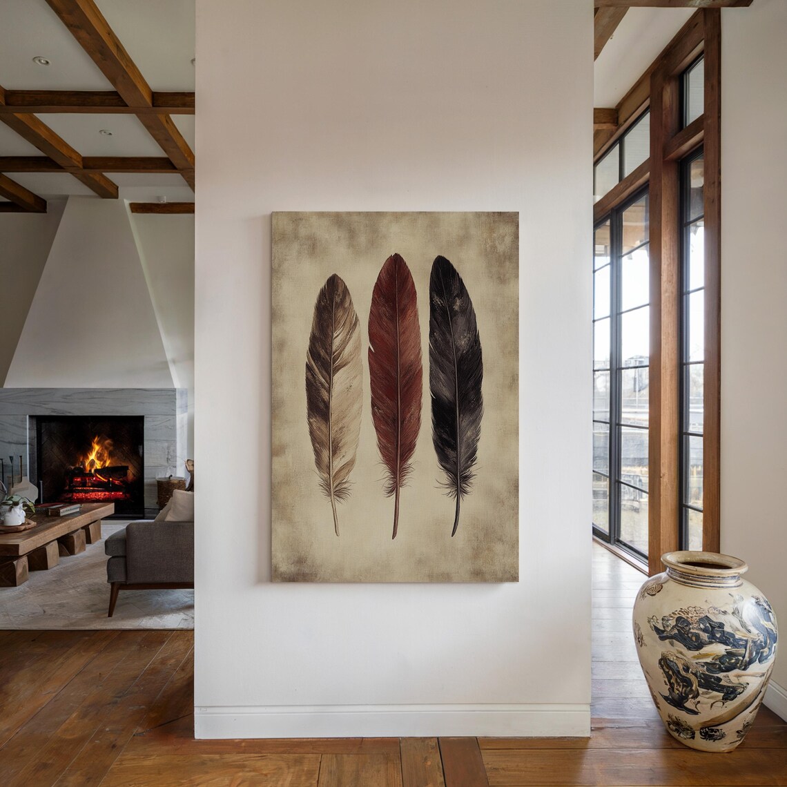 Rustic Feather Trio, Boho Inspired Art Print - Image 4