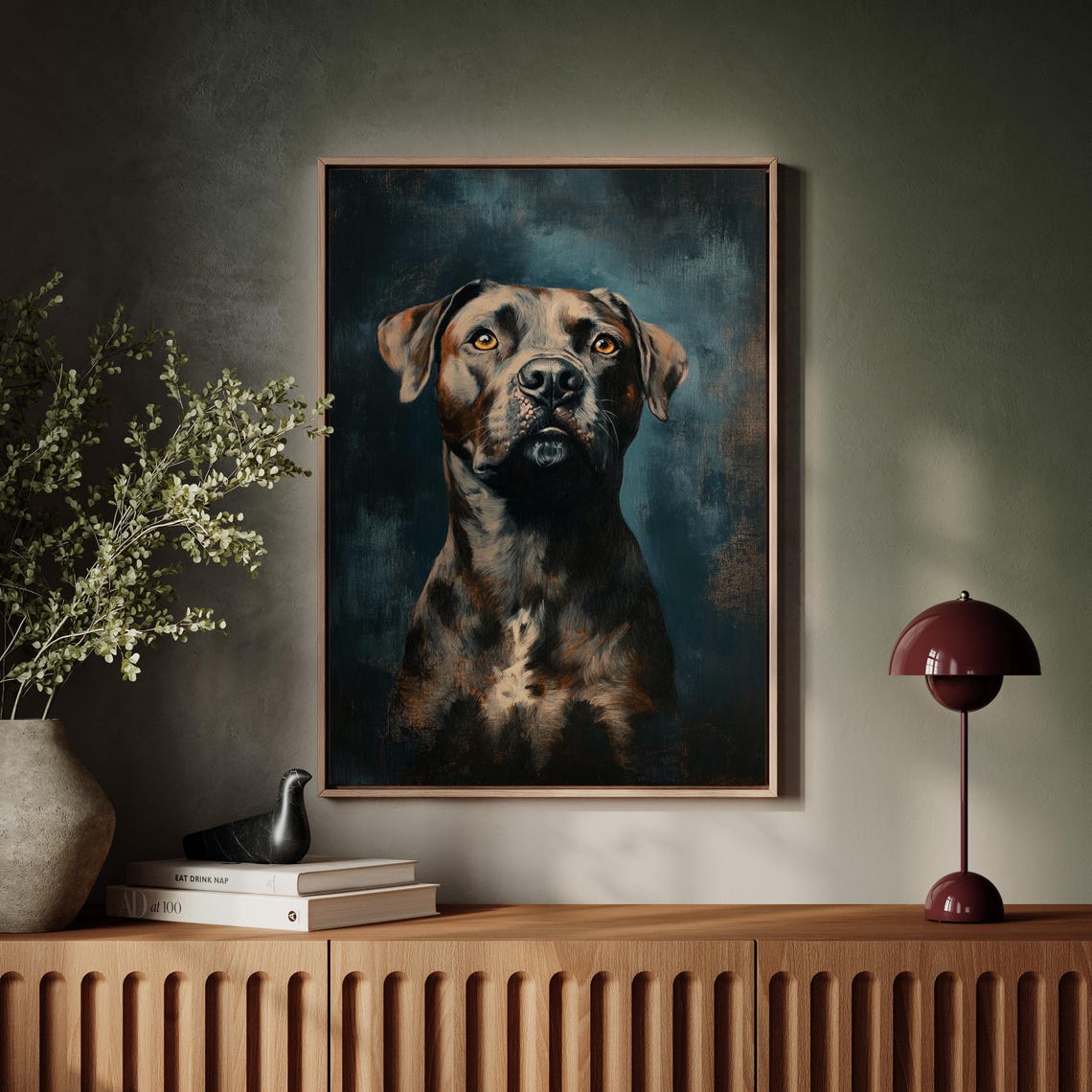 Dark Brindle Mastiff Dog Portrait Vintage Oil Painting Style Poster - Image 4