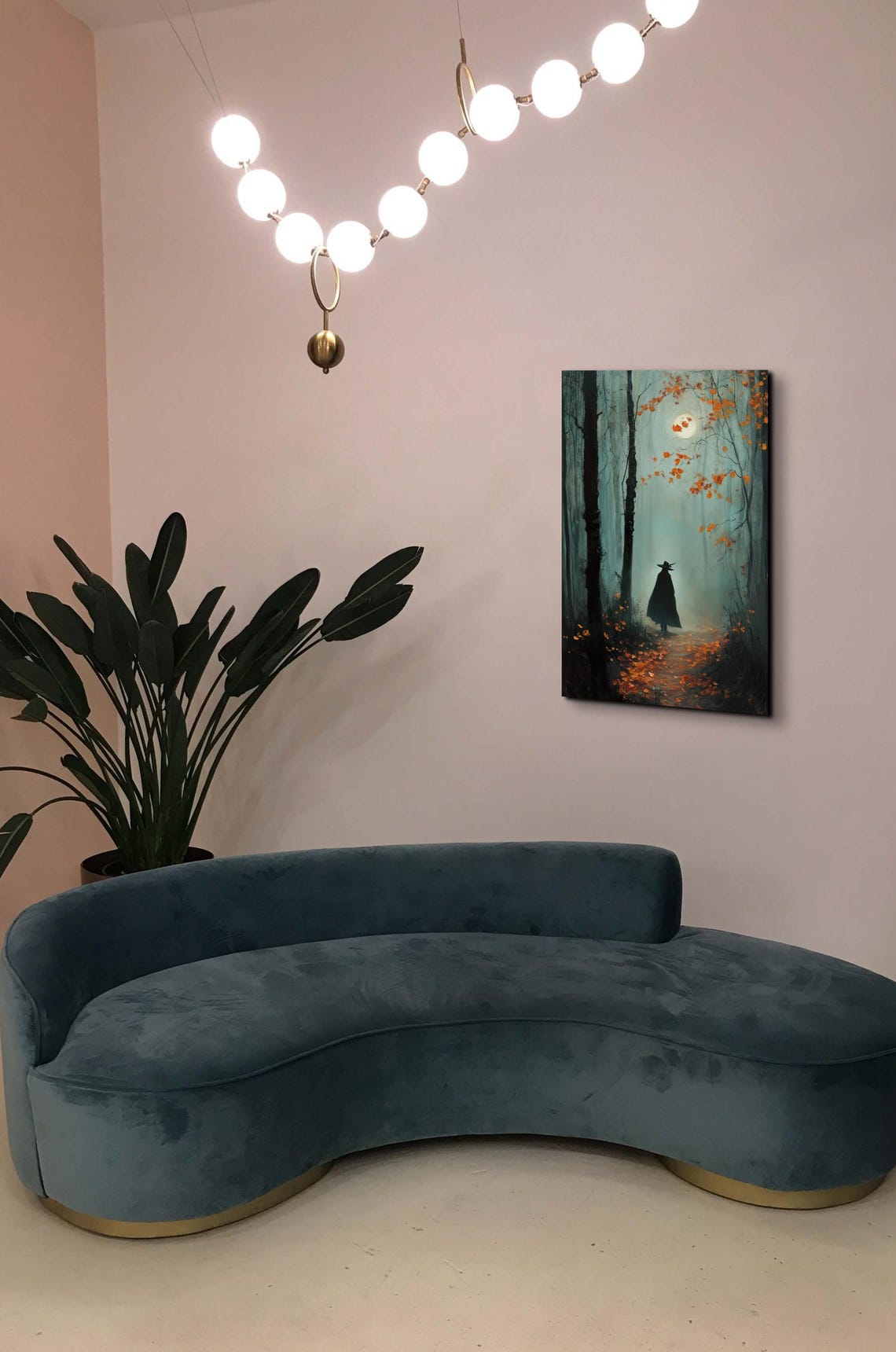 Witch Silhouette in Misty Autumn Forest Under Moonlight Poster - Image 7