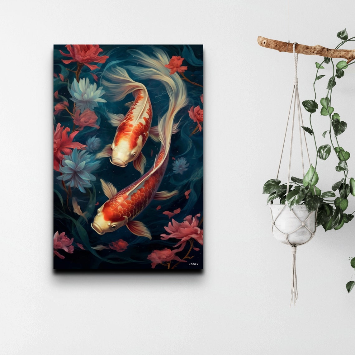 Serene Koi Fish Yin Yang Lotus Flowers Japanese Pond Art Poster - Image 6