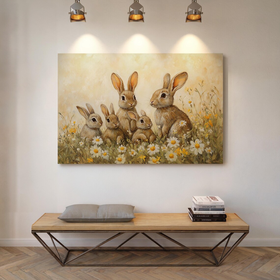 Adorable Rabbit Family Wildflower Meadow Art Print - Image 7