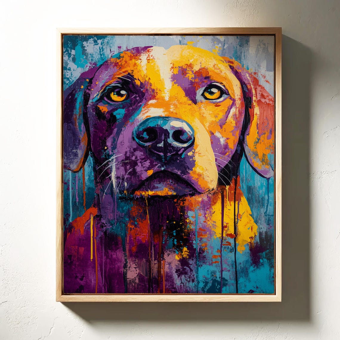 Colorful Abstract Dog Portrait Bold Multicolor Pet Painting Poster