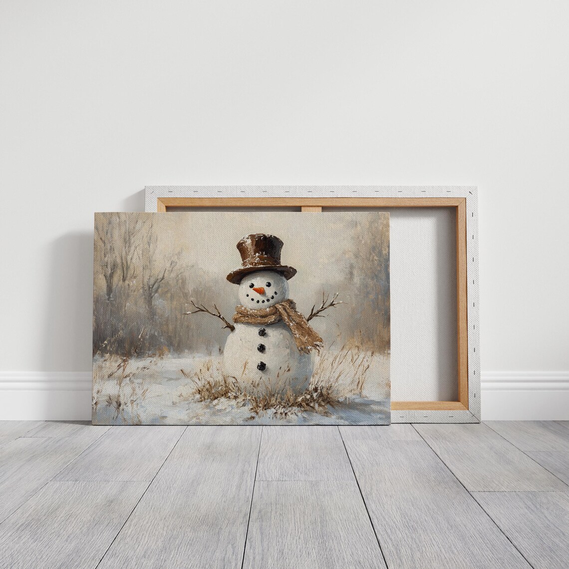 Rustic Snowman Vintage Winter Wall Art Print - Image 3