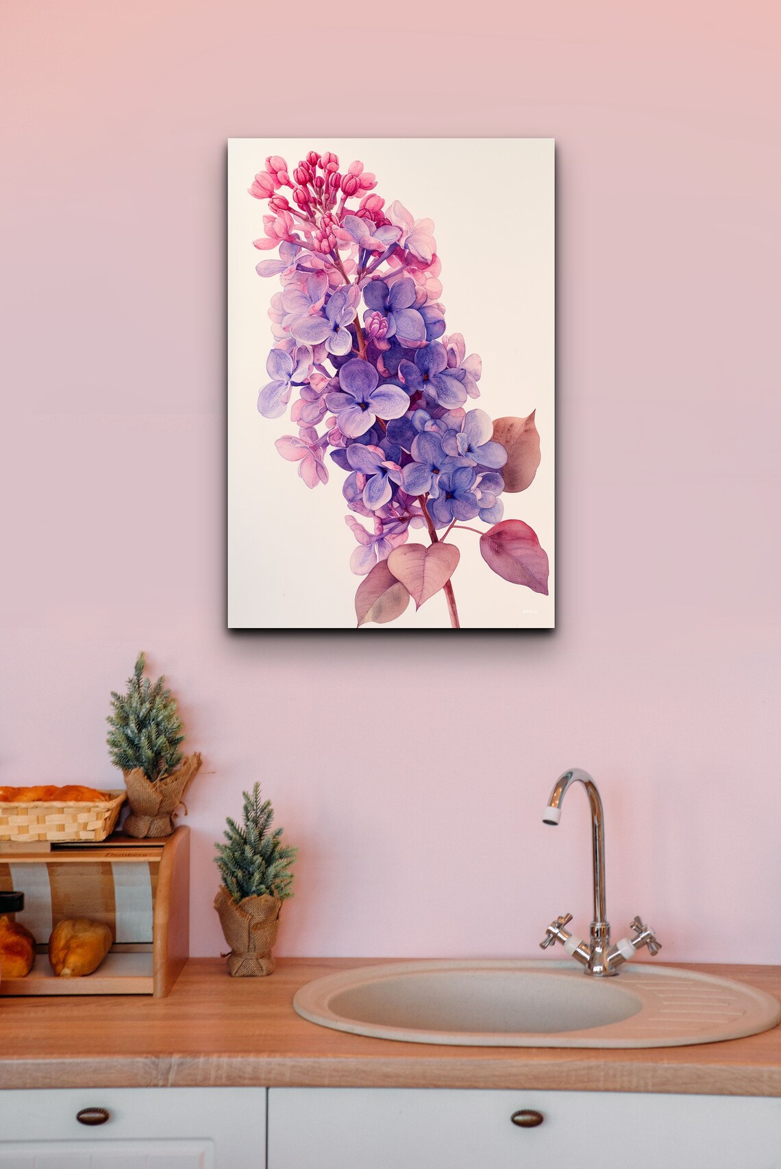 Watercolor Lilac Blossoms Pink Purple Spring Floral Botanical Print - Image 4