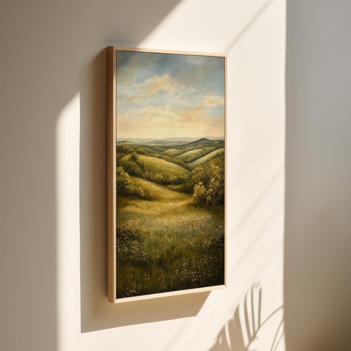 Golden Rolling Hills Meadow Vintage Landscape Oil Painting Poster - Image 3