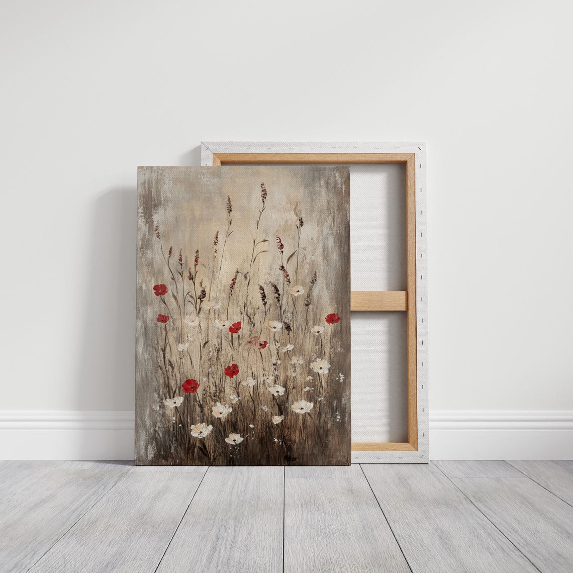 Vintage Rustic Wildflowers Red And White Blooms Floral Art Poster - Image 3