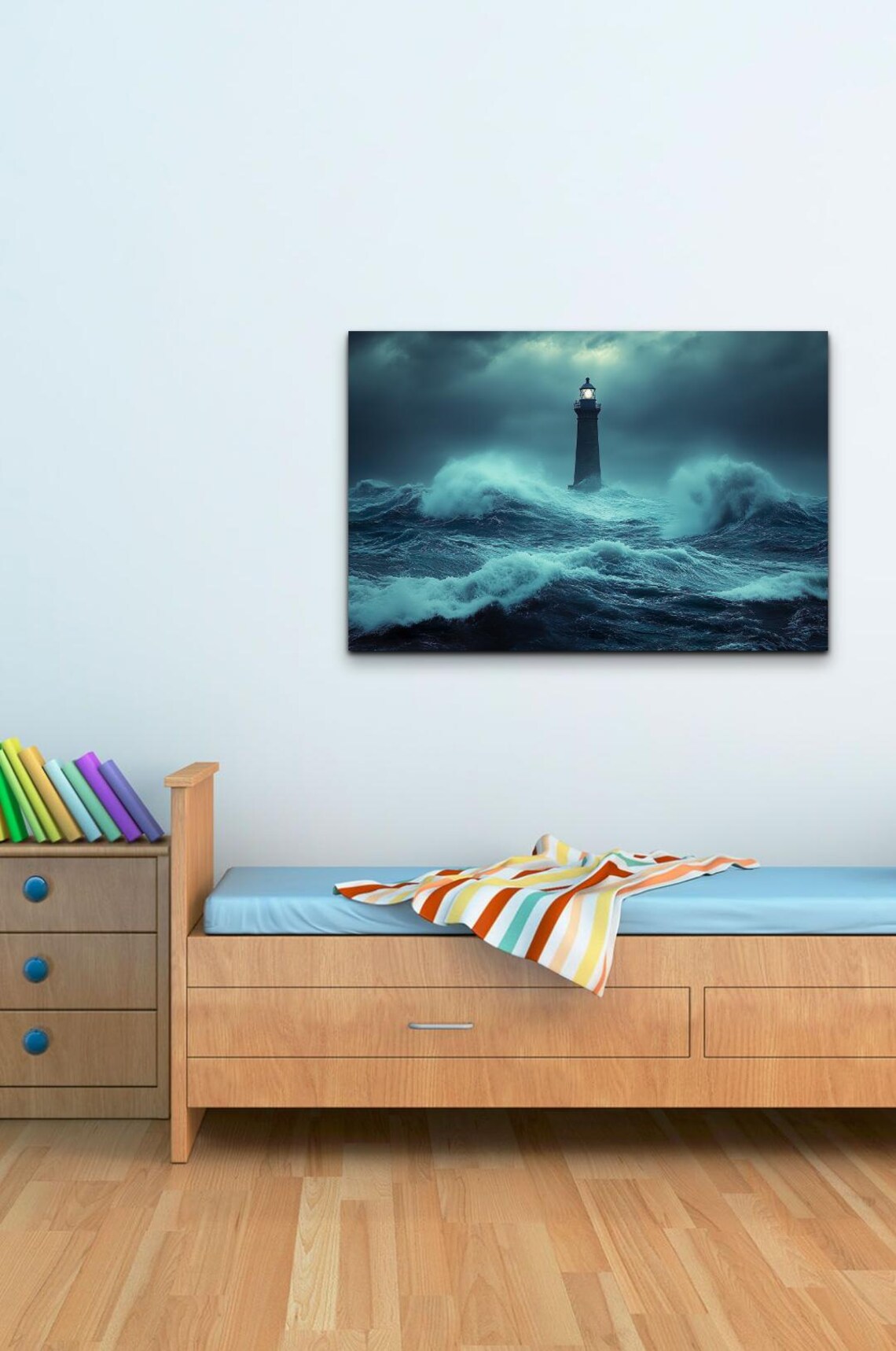 Lighthouse Art Print, Ocean Landscape Sunset Coastline - Image 3