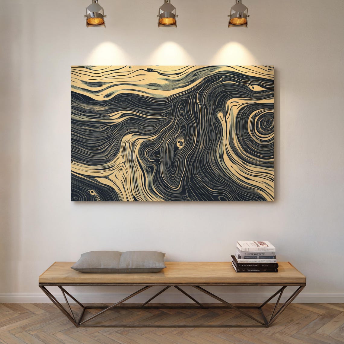 Black Gold Marble Woodgrain Abstract Swirl Luxury Art Poster