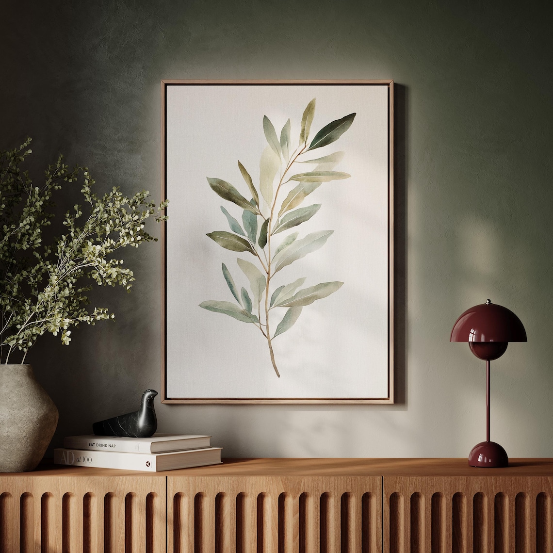 Watercolor Olive Branch Minimalist Botanical Art Print - Image 5