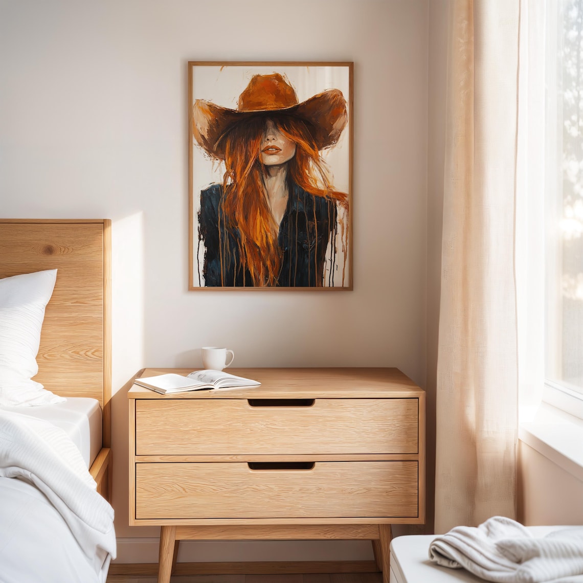 Cowgirl Redhead Art Print, Rustic Western Farmhouse - Image 2