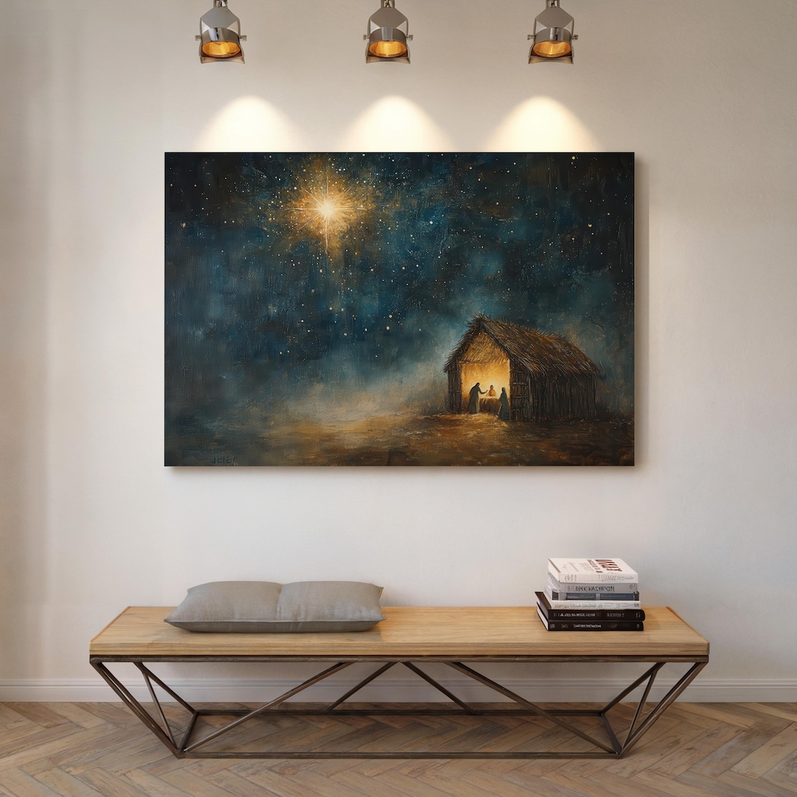 Nativity Barn Scene Rustic Christmas Art Print - Image 5