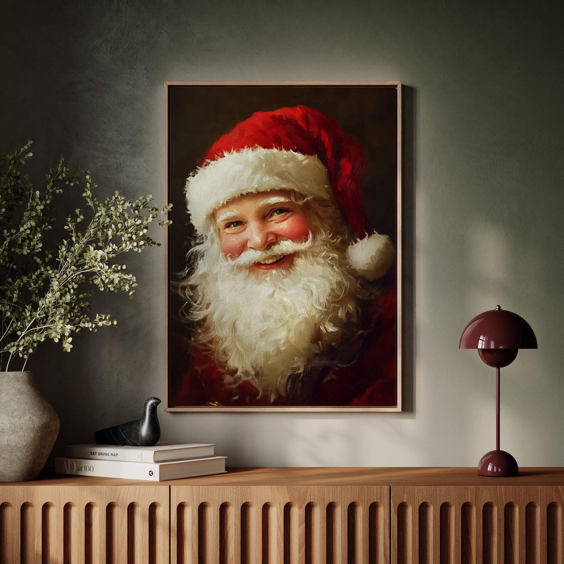 Jolly Santa Claus Face Portrait With White Beard Vintage Style Poster - Image 5