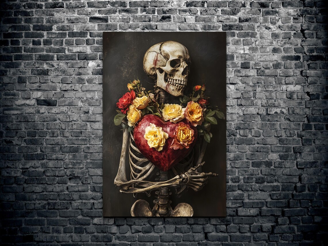 Skeleton Valentine, Dark Academia Gothic Art - Image 2