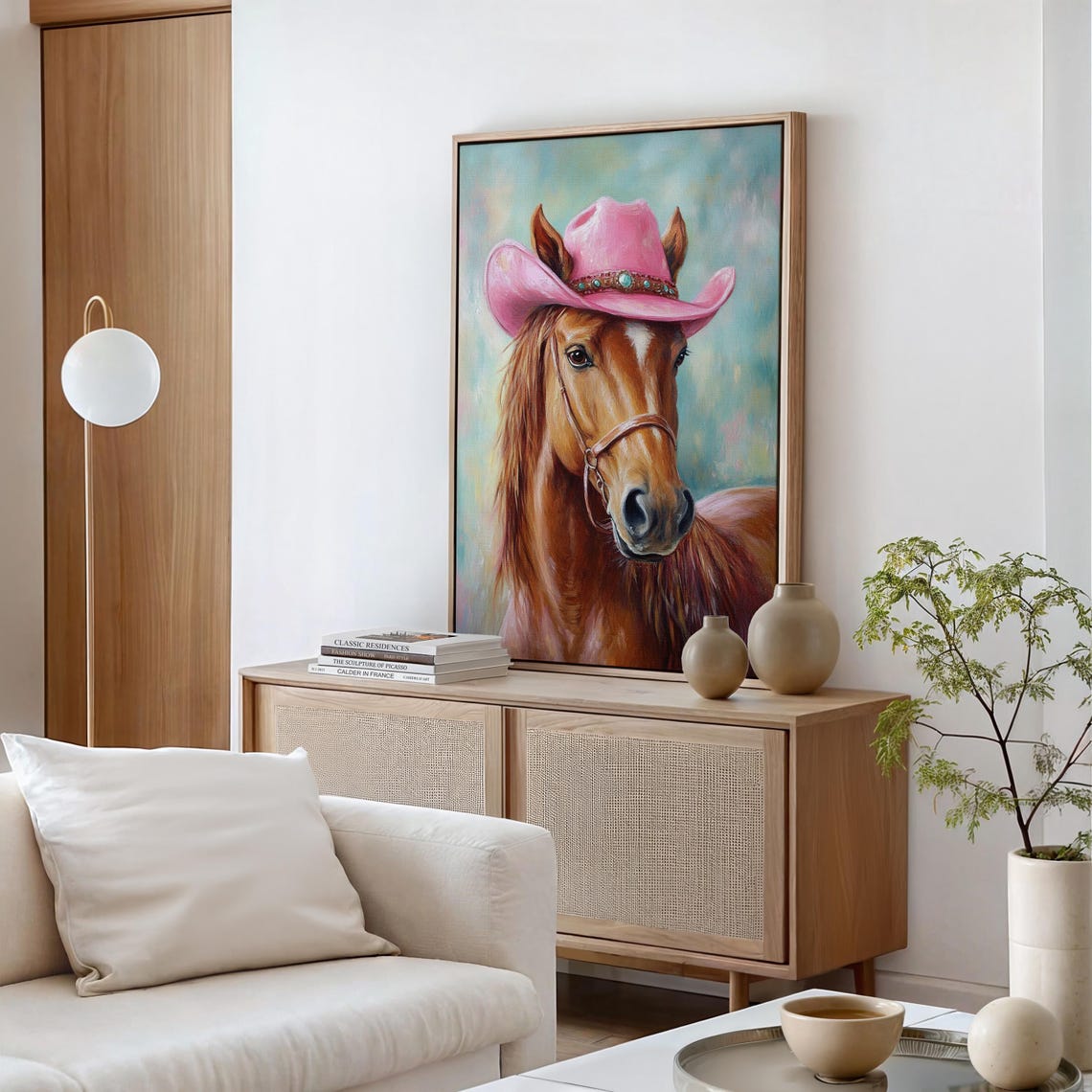 Pink Cowgirl Hat Horse Art Western Farmhouse Wall Decor Rustic Country Style Cowgirl Room Decor Horse Lover Gift - Image 4