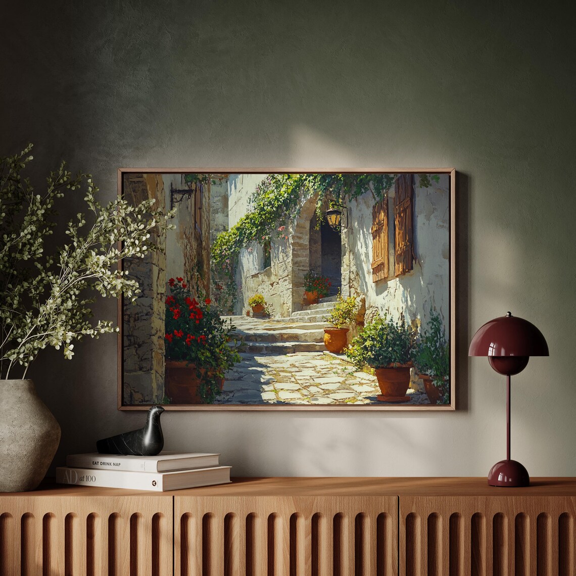Rustic Mediterranean Village Alleyway, Tuscany Art Print