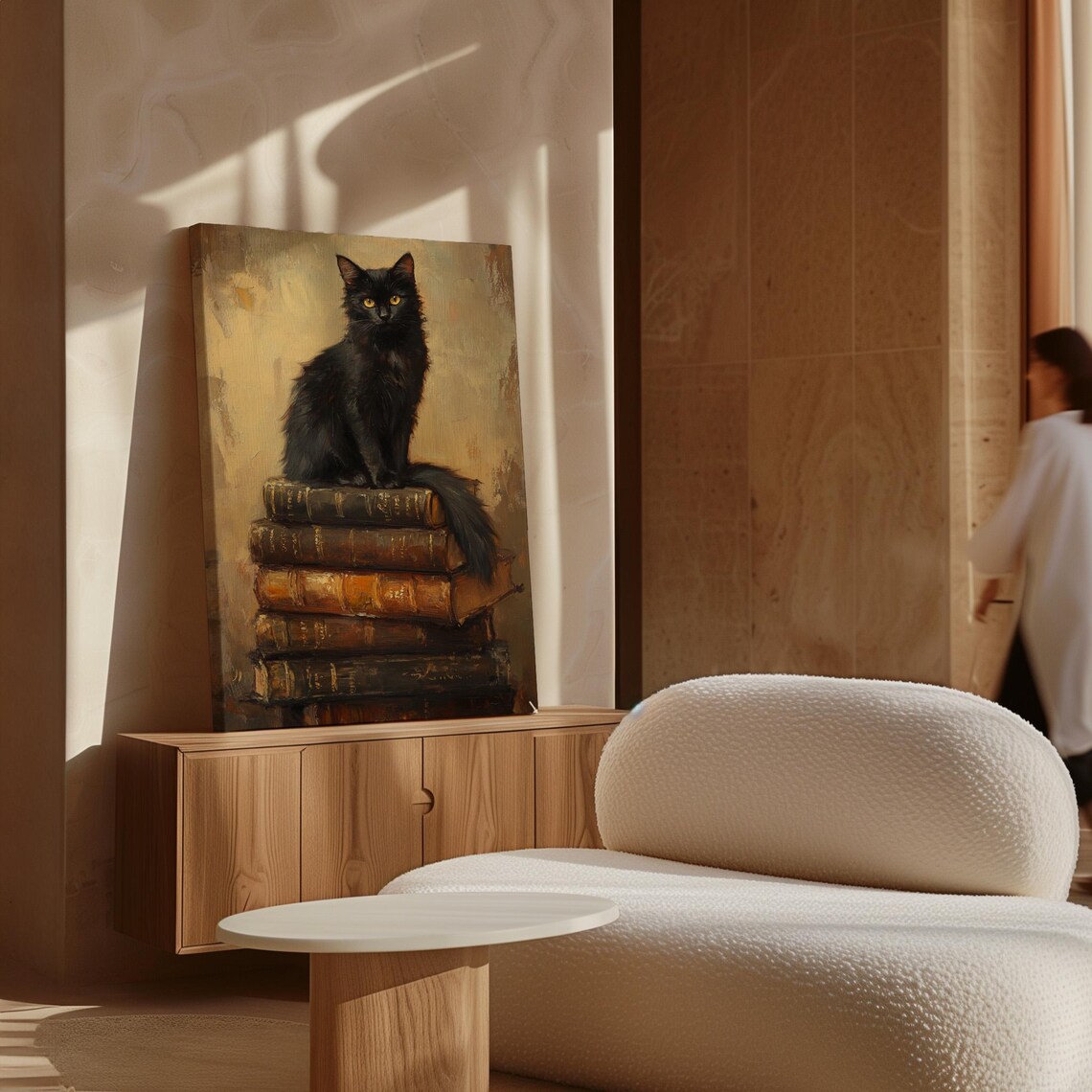 Black Cat on Antique Books, Vintage Inspired Art - Image 7