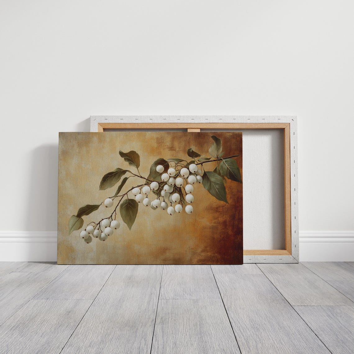 White Winter Berry Branch Botanical Vintage Rustic Art Print - Image 3