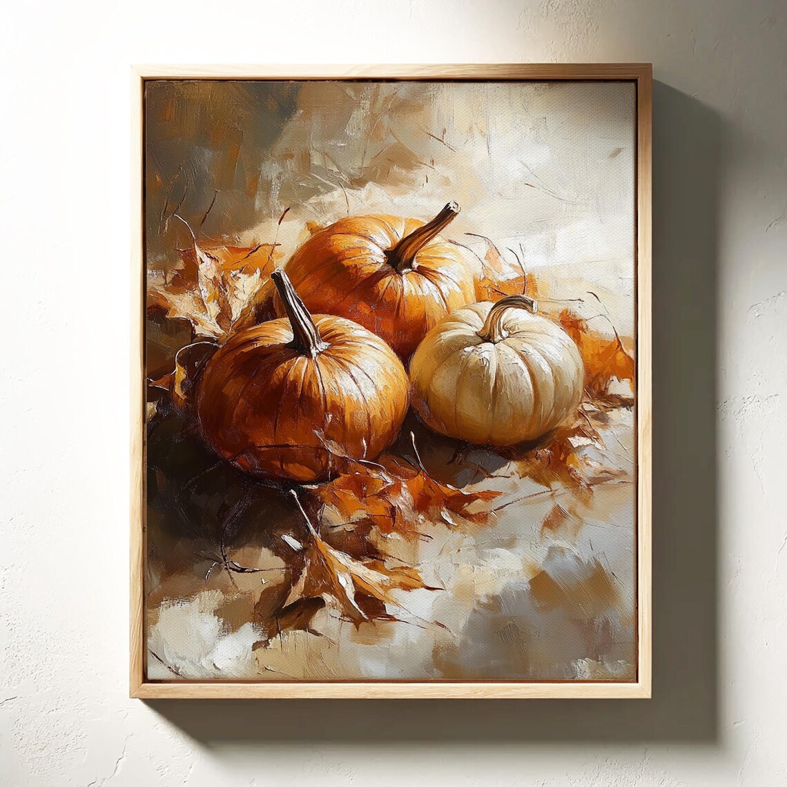 Autumn Pumpkins And Leaves Rustic Fall Art Print - Image 4