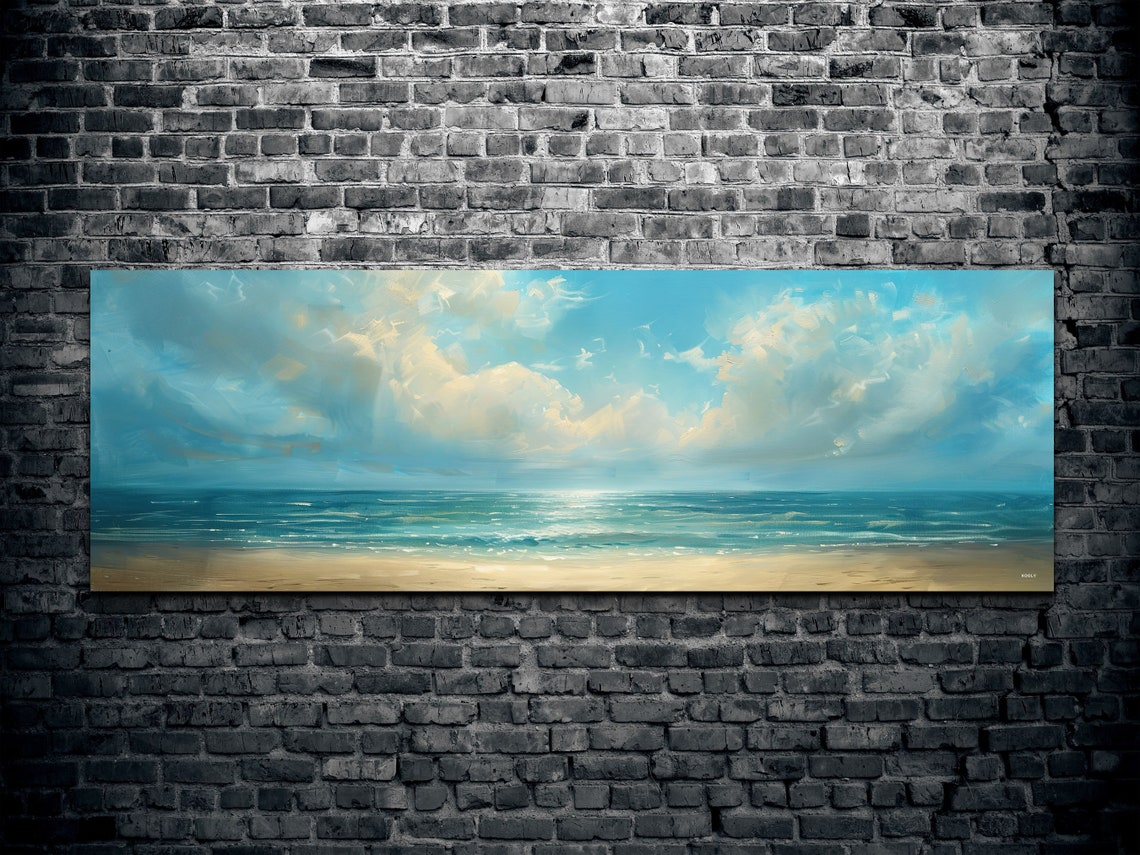 Sparkling Turquoise Sea Under Sunlit Clouds on a Shore Poster - Image 2