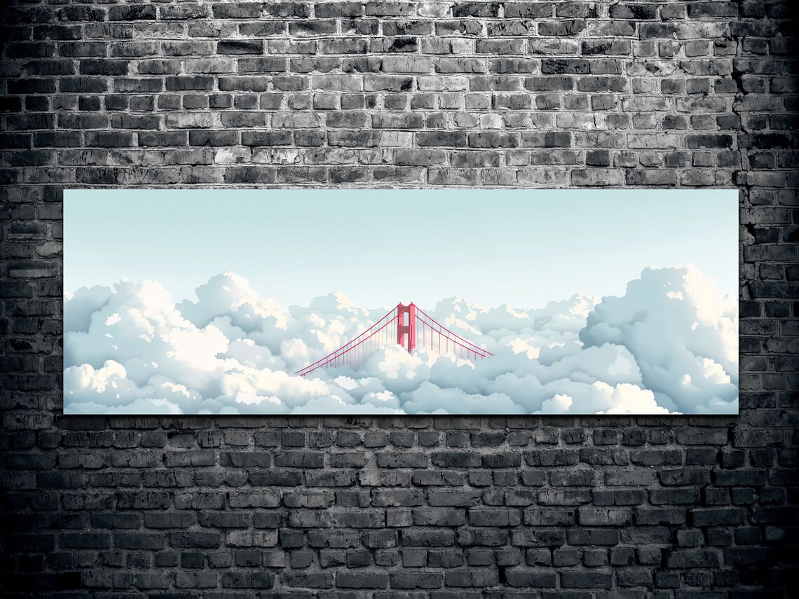 Golden Gate Bridge Above The Clouds, Panoramic Art - Image 2