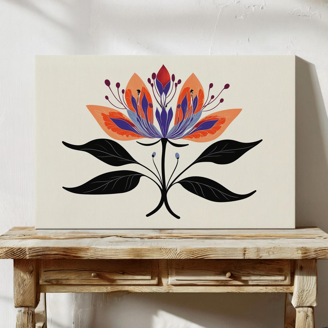Abstract Flower Modern Botanical Symmetry Canvas Art
