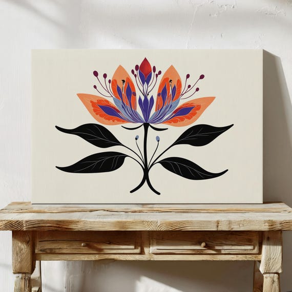 Abstract Flower Modern Botanical Symmetry Canvas Art