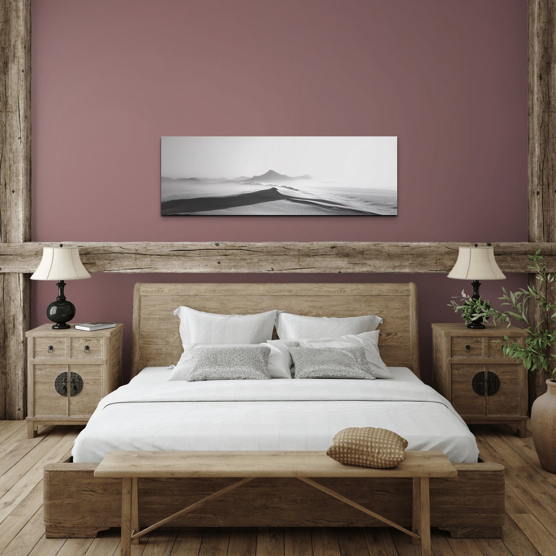 Black And White Desert Sand Dunes Minimalist Nature Art Poster - Image 3